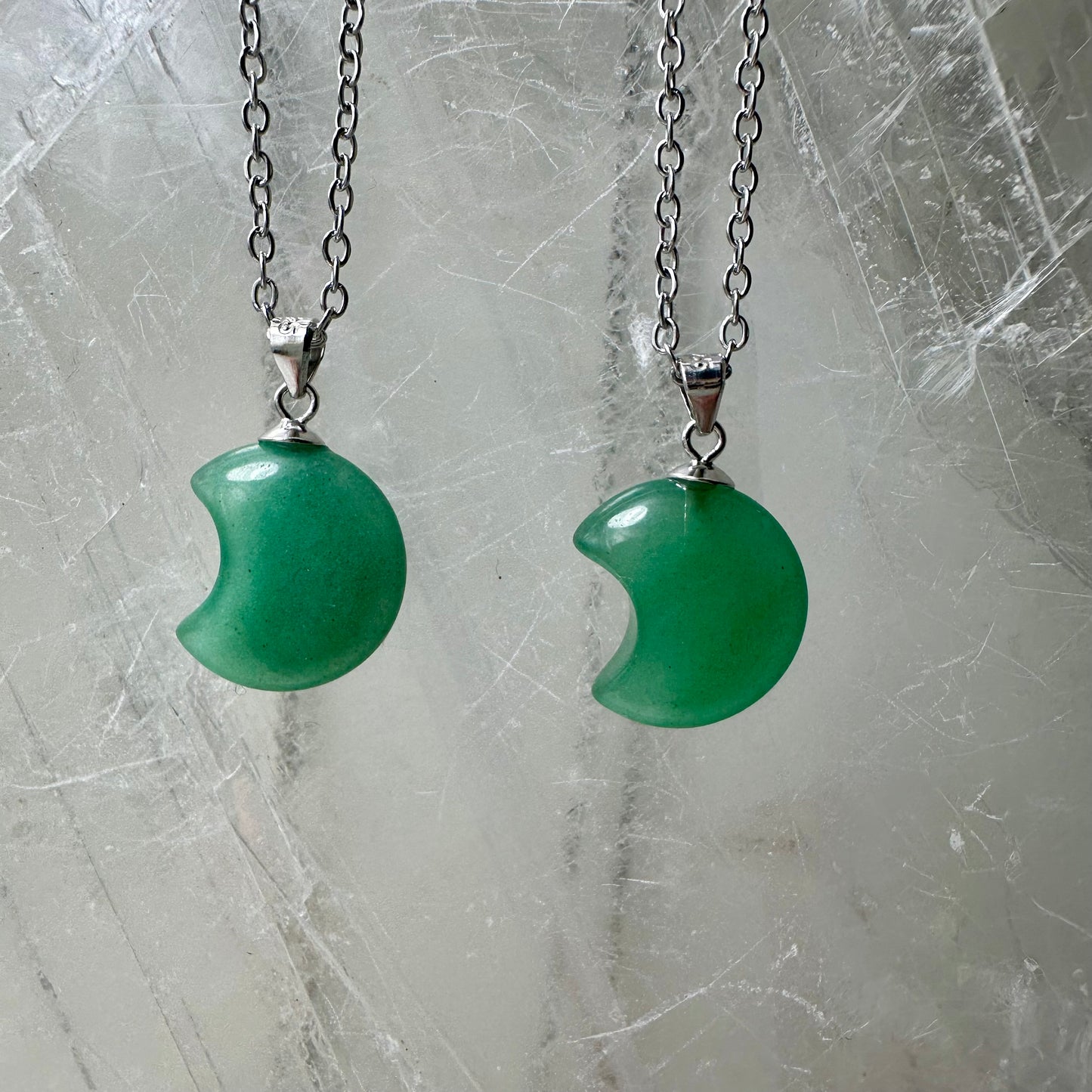 Green Aventurine 925 Moon Mini Pendants