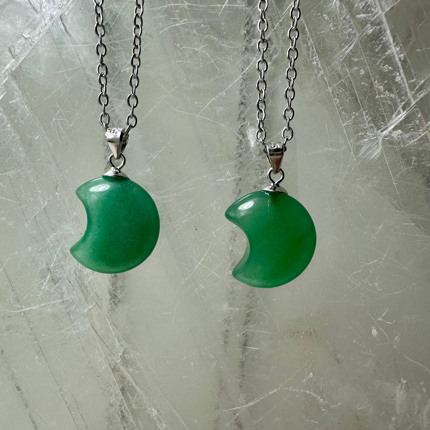 Green Aventurine 925 Moon Mini Pendants