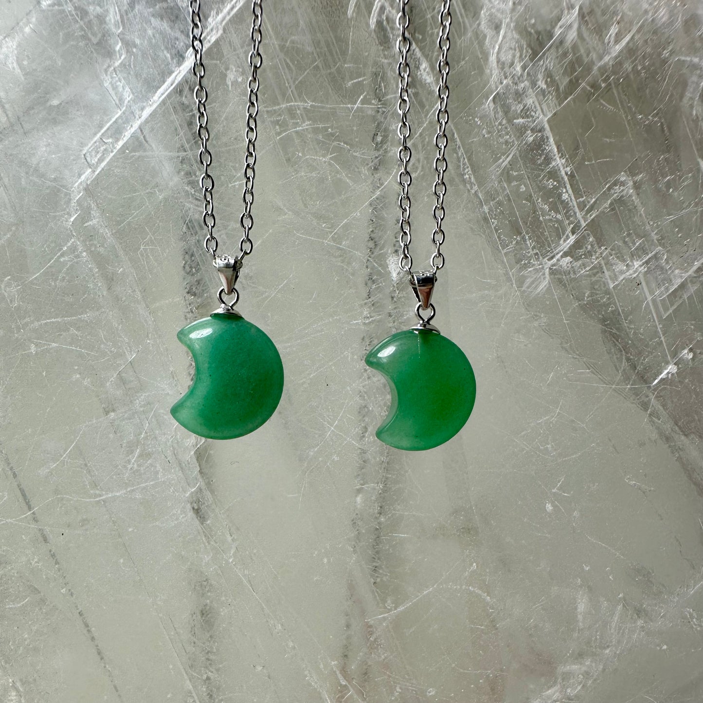 Green Aventurine 925 Moon Mini Pendants