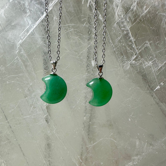 Green Aventurine 925 Moon Mini Pendants