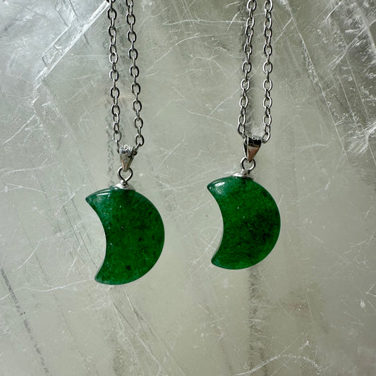 Green Strawberry Quartz 925 Moon Mini Pendants