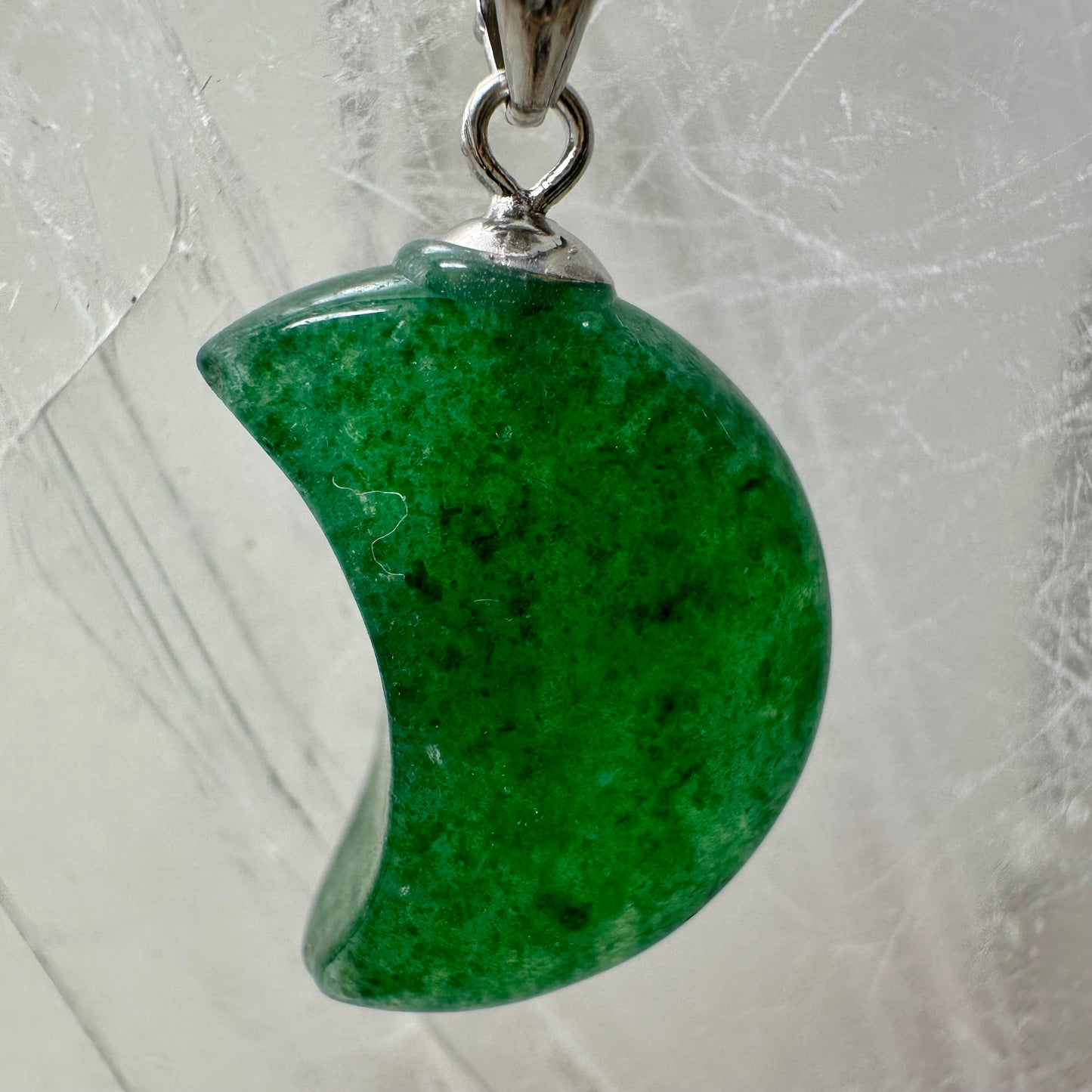Green Strawberry Quartz 925 Moon Mini Pendants