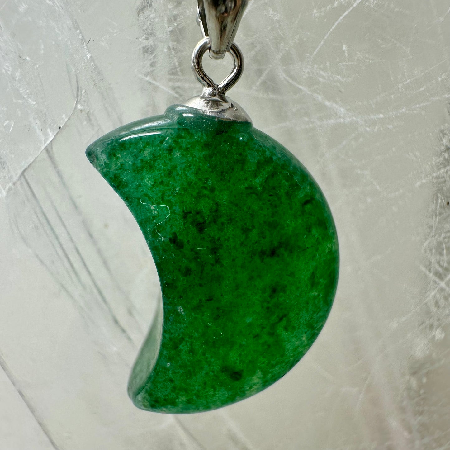 Green Strawberry Quartz 925 Moon Mini Pendants