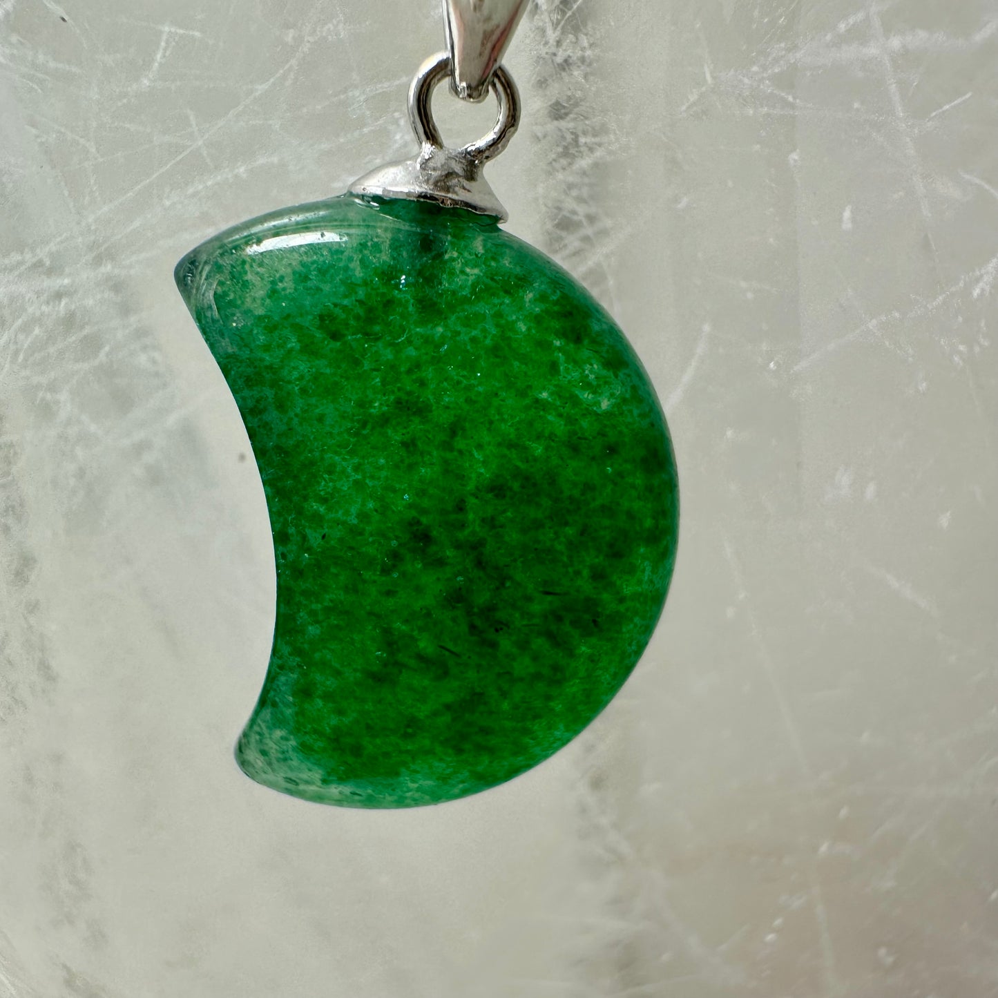 Green Strawberry Quartz 925 Moon Mini Pendants