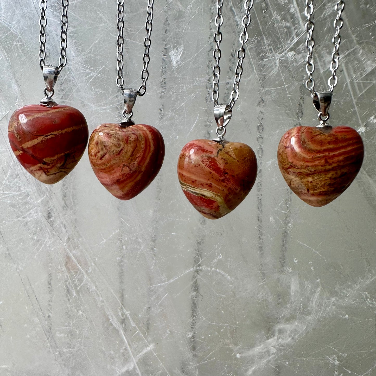 Red Jasper 925 Heart Pendants 2cm