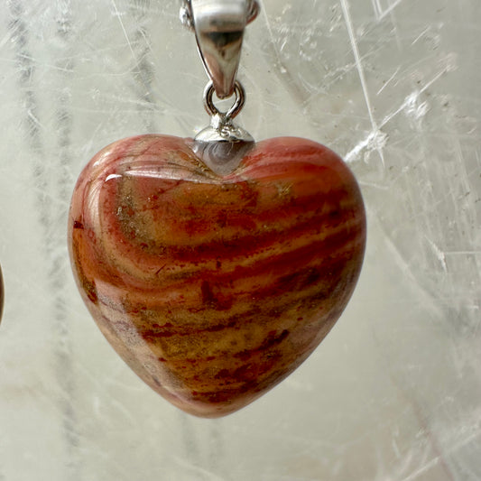 Red Jasper 925 Heart Pendants 2cm