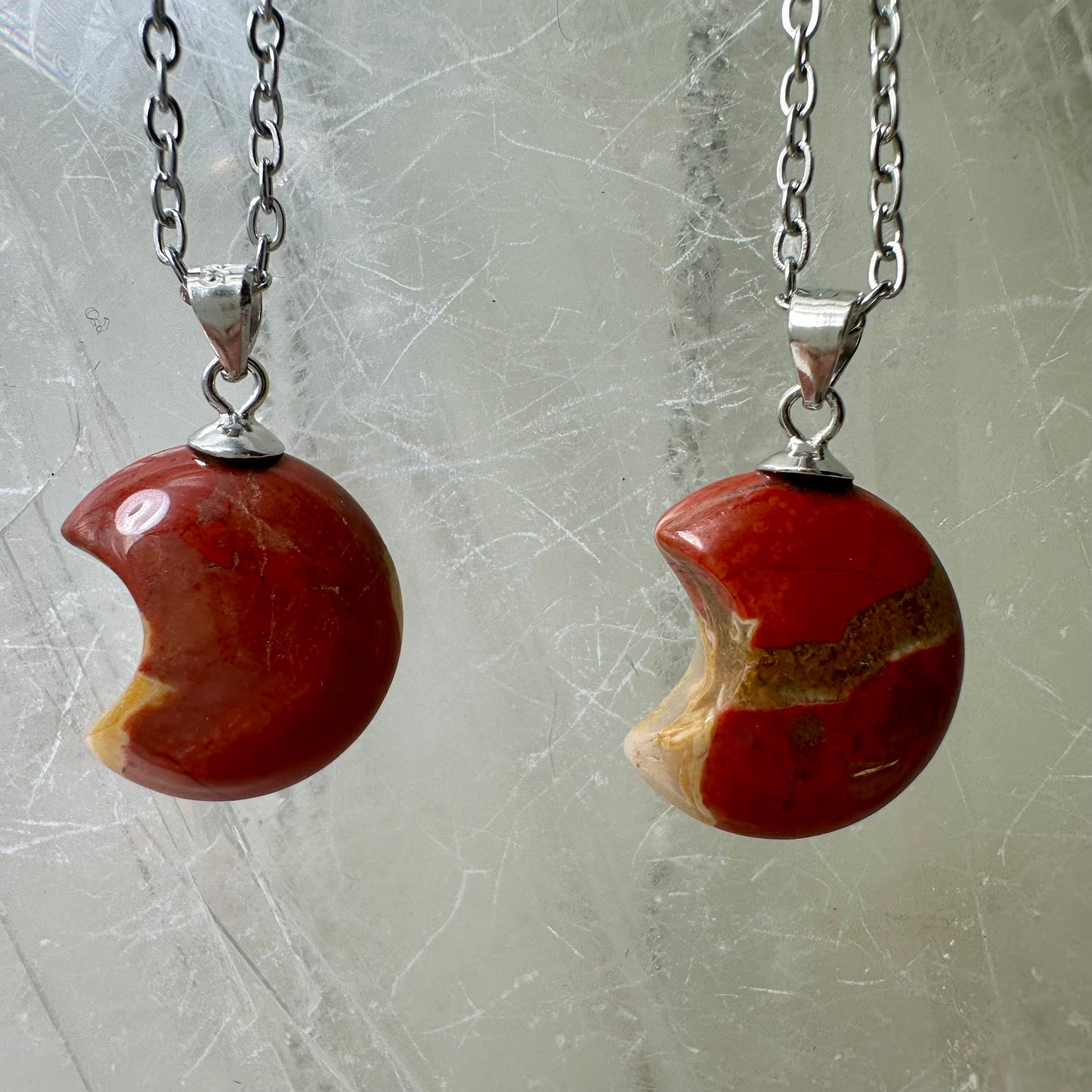 Red Jasper 925 Mini Moon Pendant