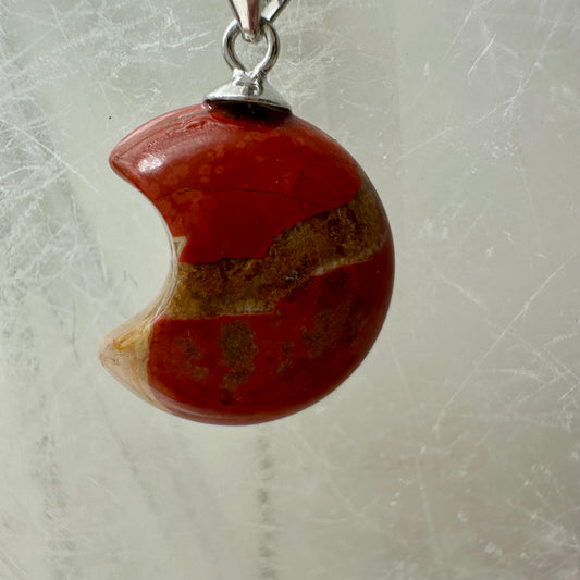 Red Jasper 925 Mini Moon Pendant