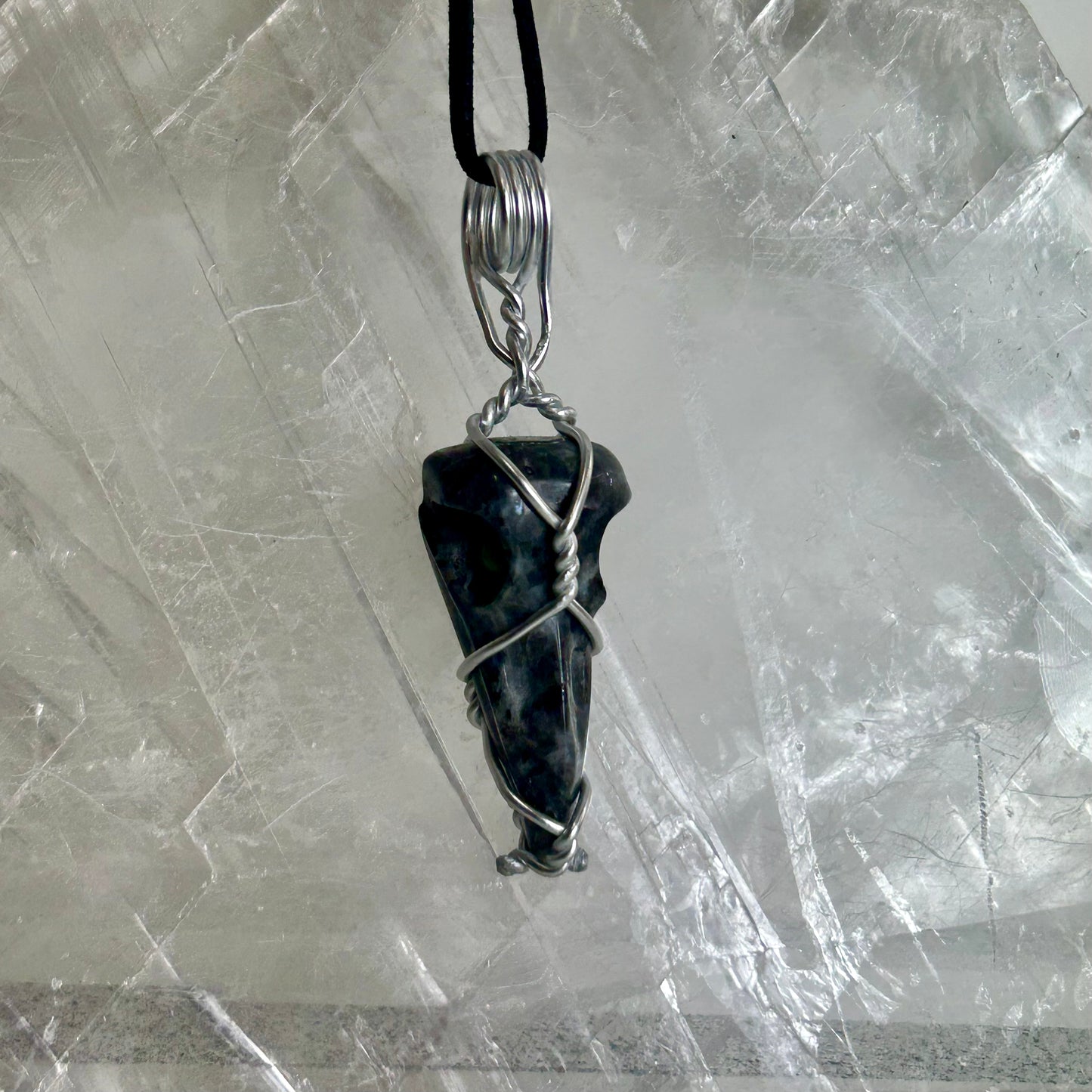 Lee's Makes - Larvikite Raven Head Pendant