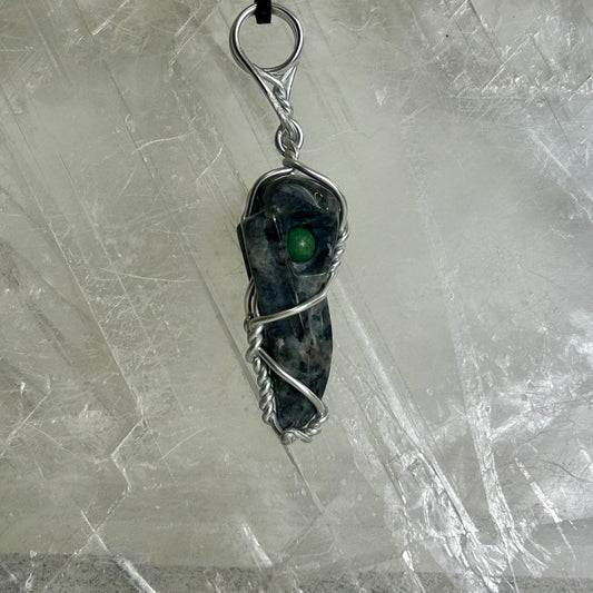 Lee's Makes - Larvikite Raven Head Pendant