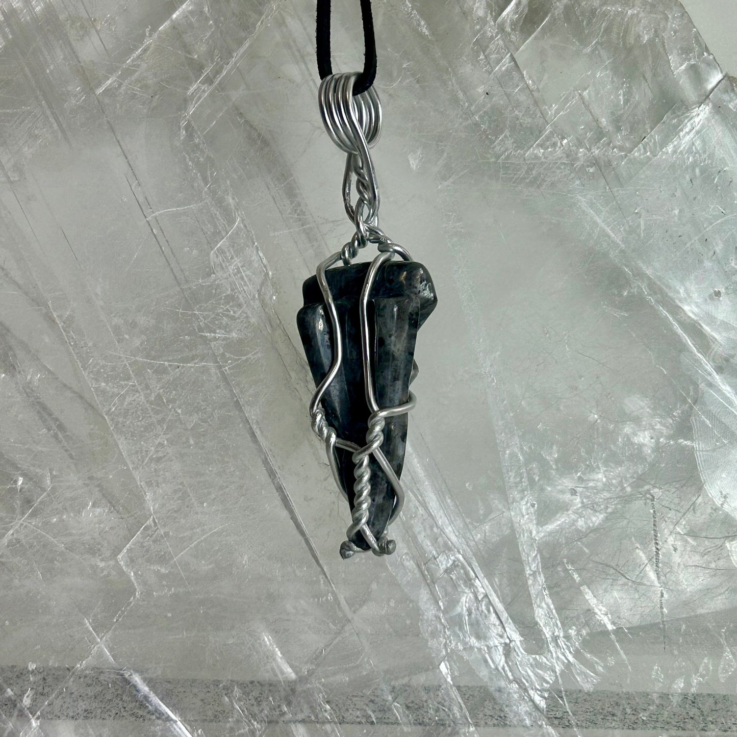 Lee's Makes - Larvikite Raven Head Pendant