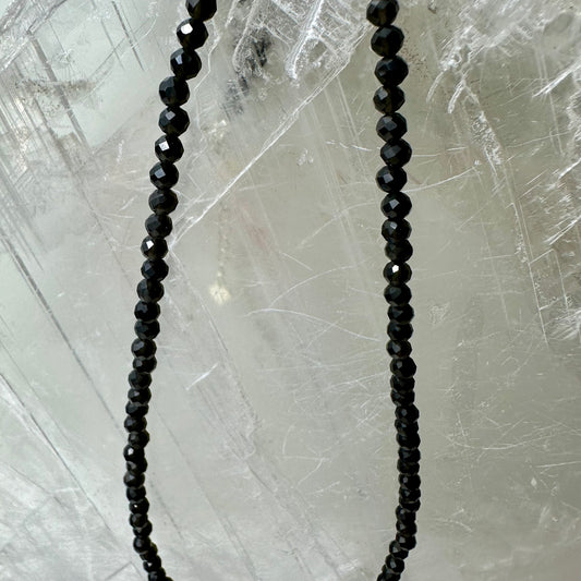 Sliver Sheen Obsidian Bead Necklace