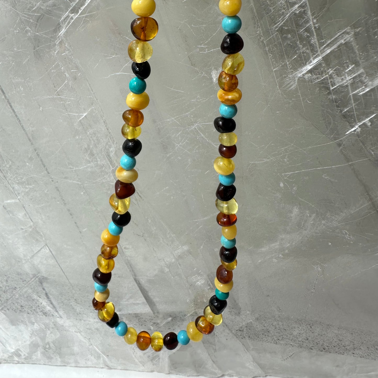Amber & Turquoise Beaded Pendants