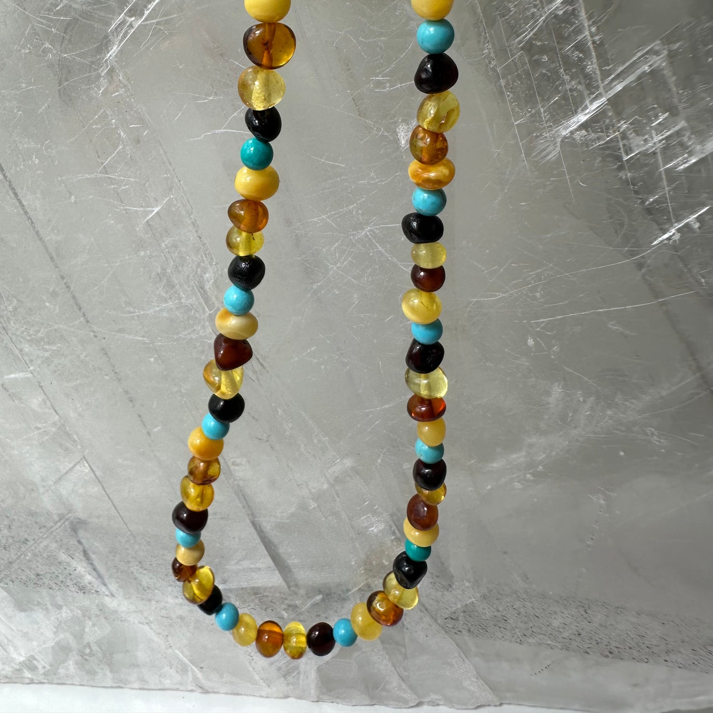 Amber & Turquoise Beaded Pendants