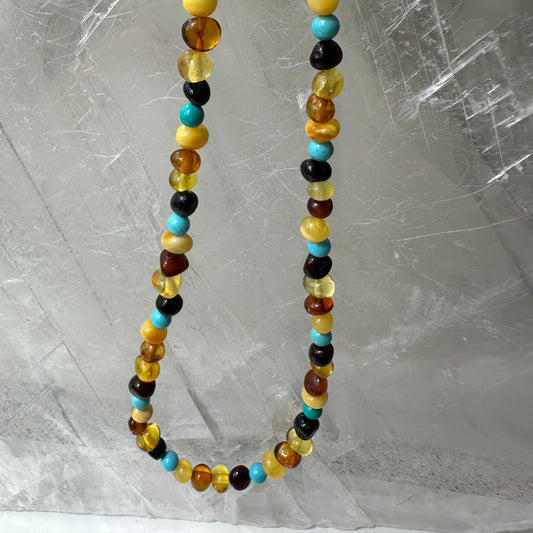 Amber & Turquoise Beaded Pendants