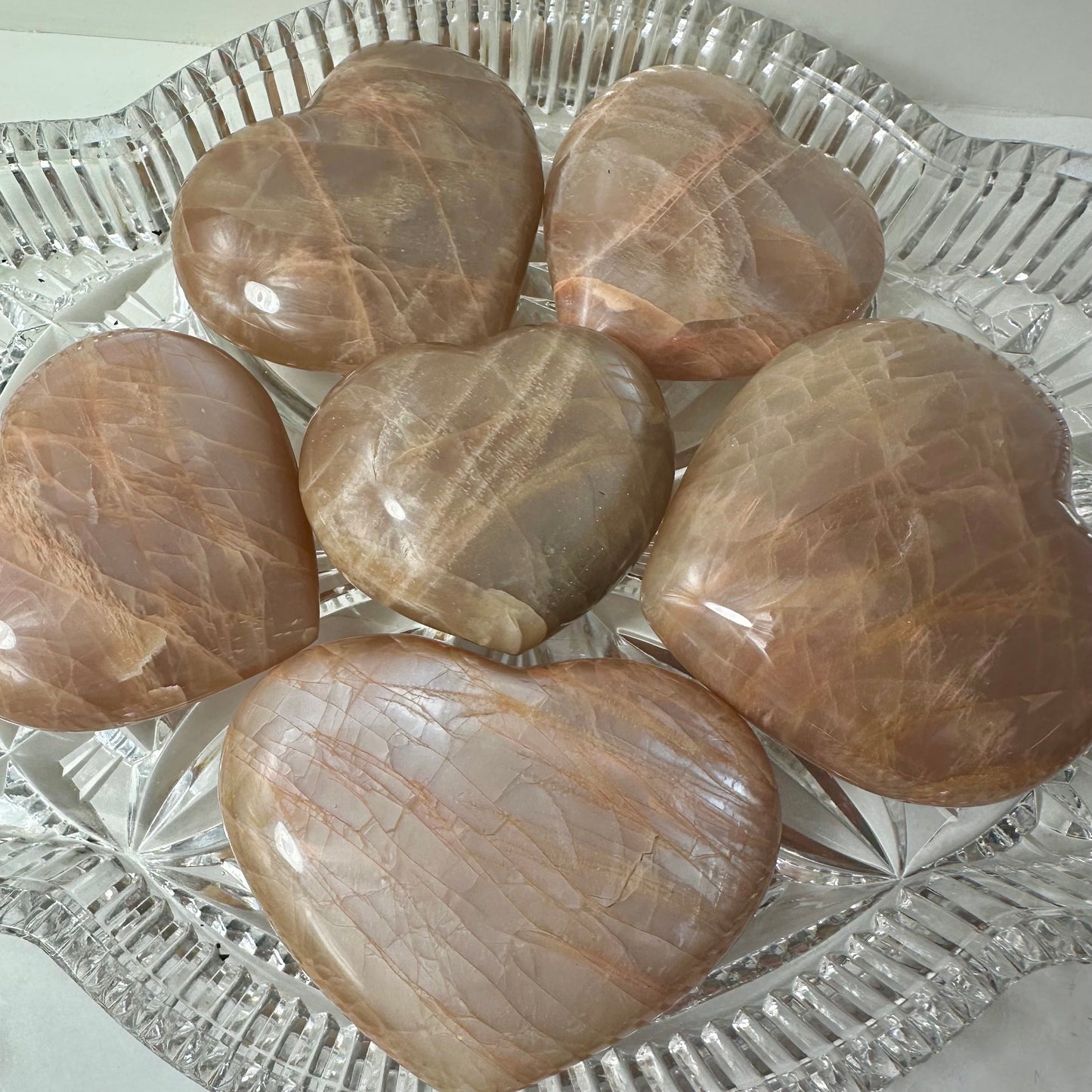 Peach Moonstone Hearts