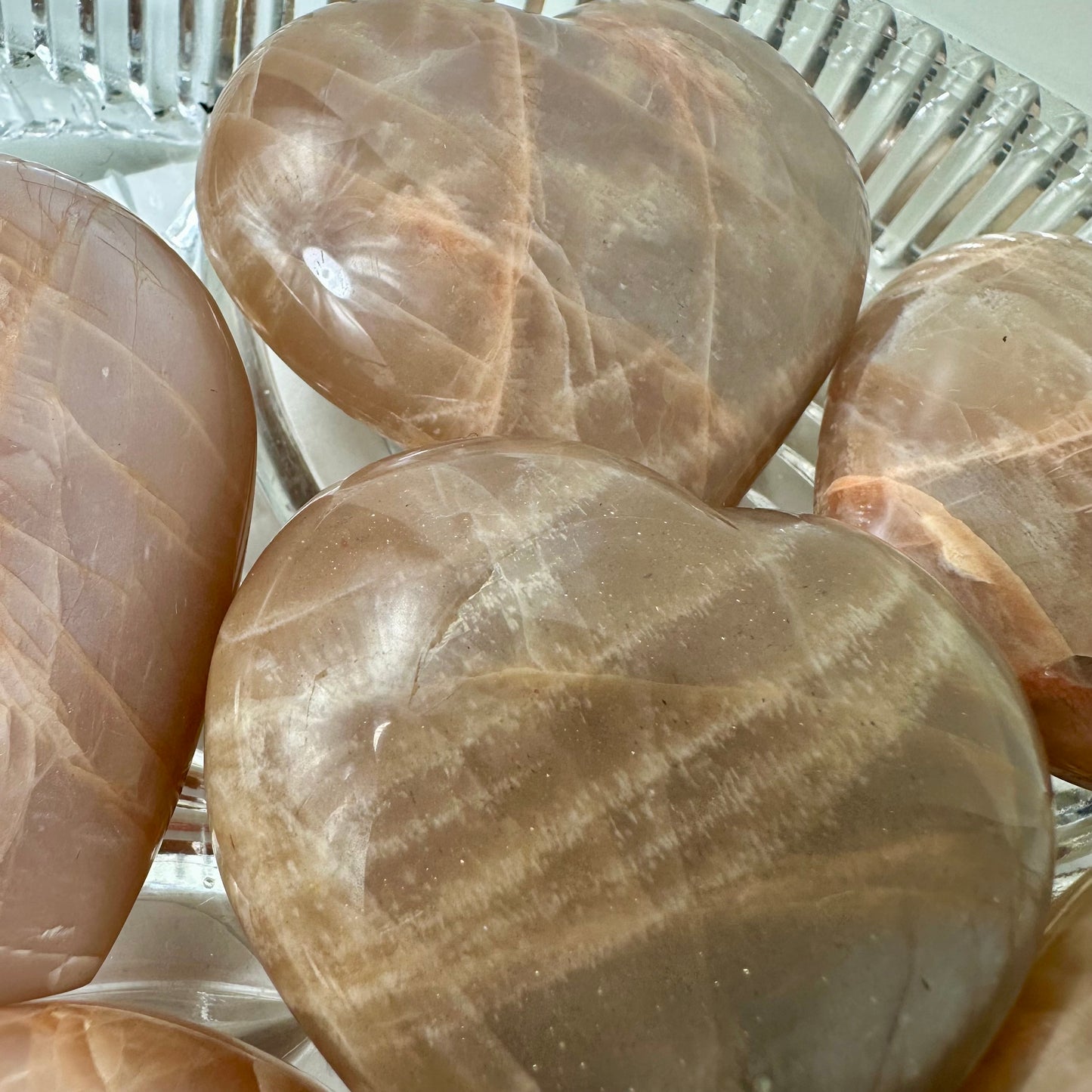Peach Moonstone Hearts