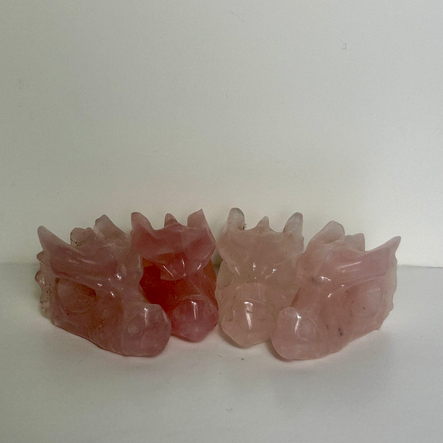 Mini Rose Quartz Dragon Heads