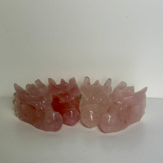Mini Rose Quartz Dragon Heads