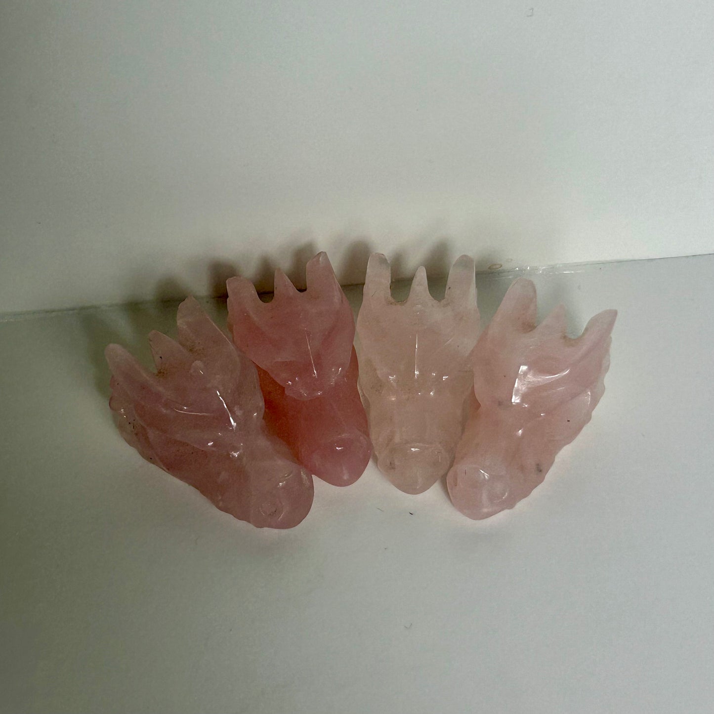 Mini Rose Quartz Dragon Heads
