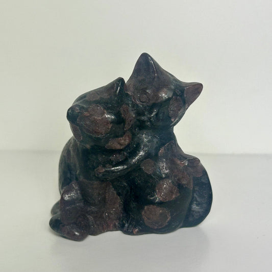 Garnet Cat Carvings