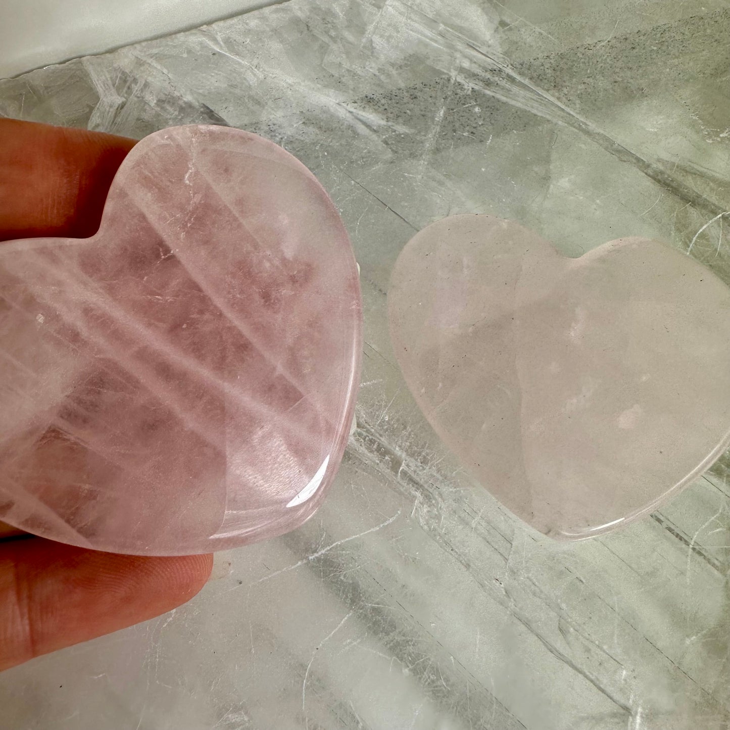 Rose Quartz Flat Hearts