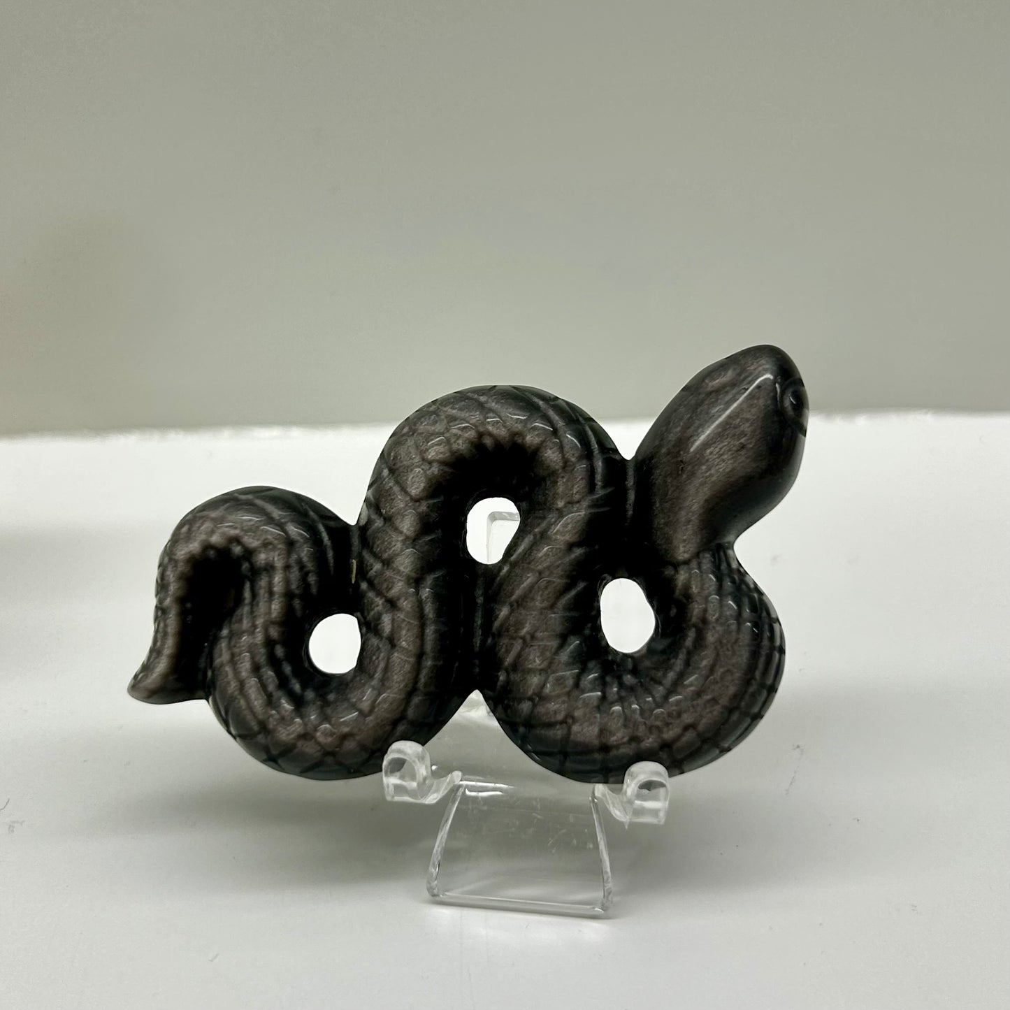 Obsidian& Moonstone Snake Carvings
