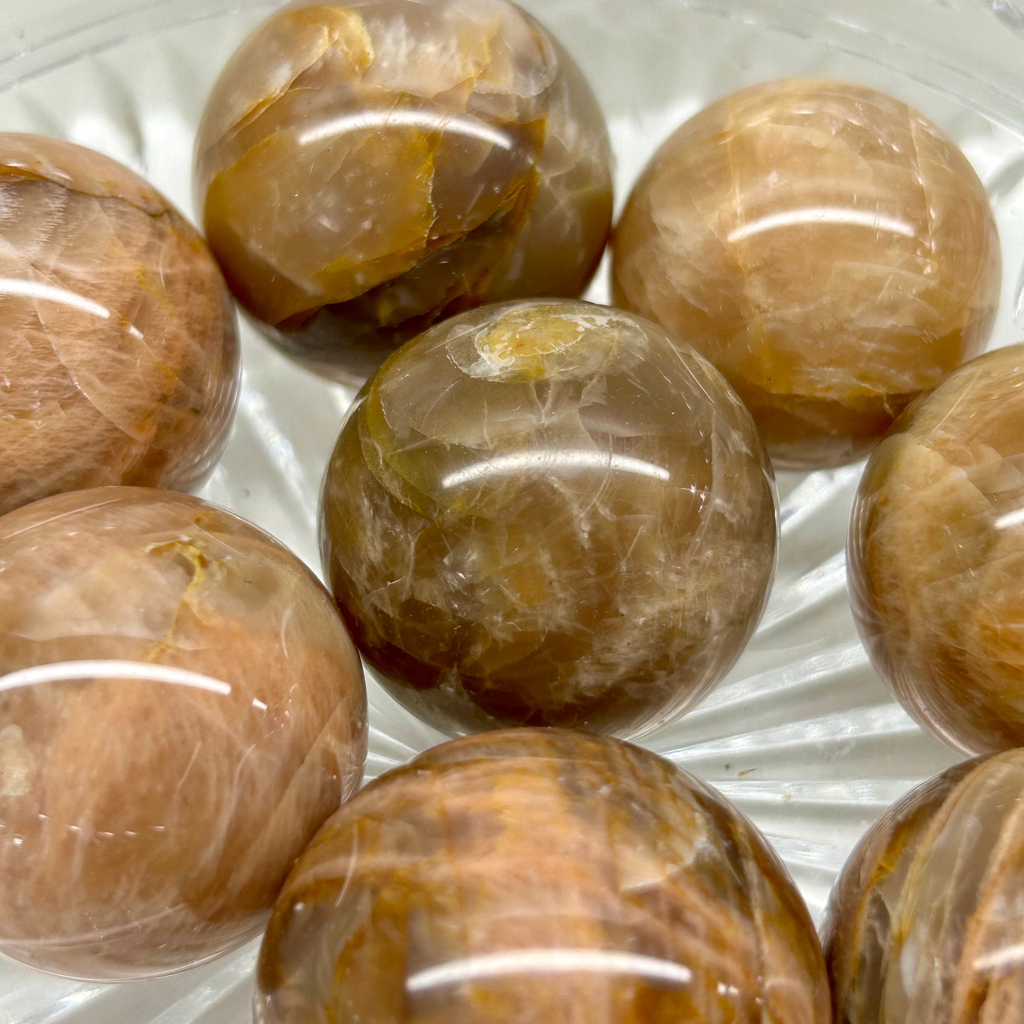 Peach Moonstone 31mm Spheres