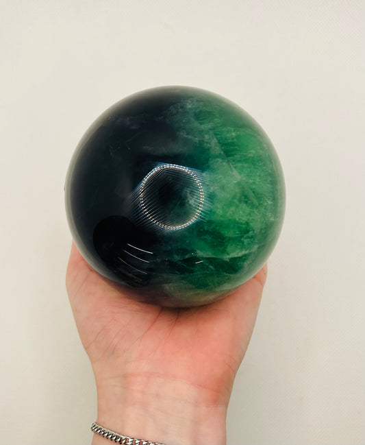 Large Green and Purple Fluorite Sphere