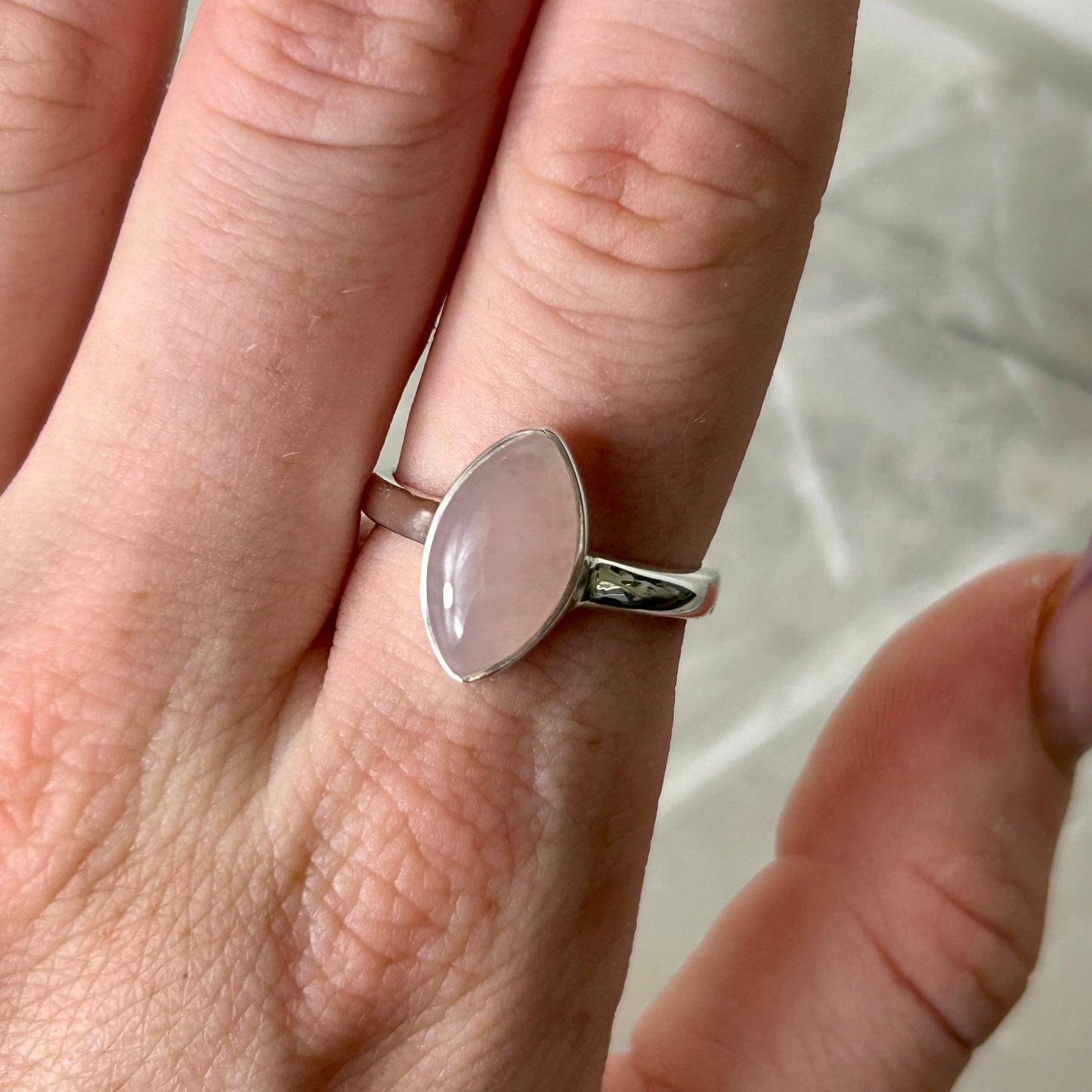 Rose Quartz Ring (Size P/Q)