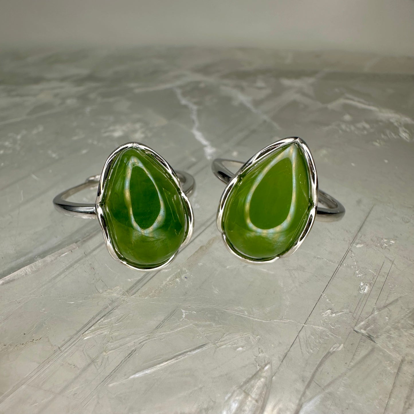 Green Jade Adjustable Rings