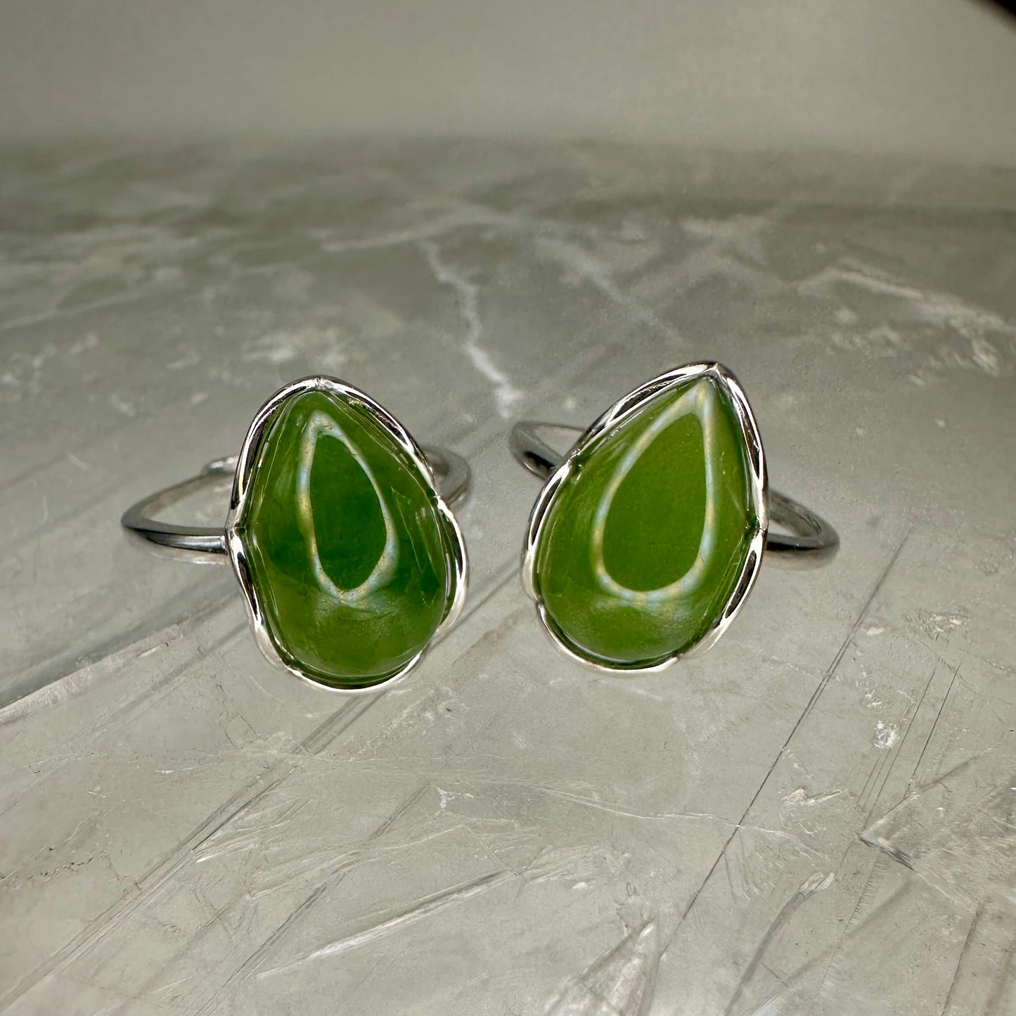 Green Jade Adjustable Rings