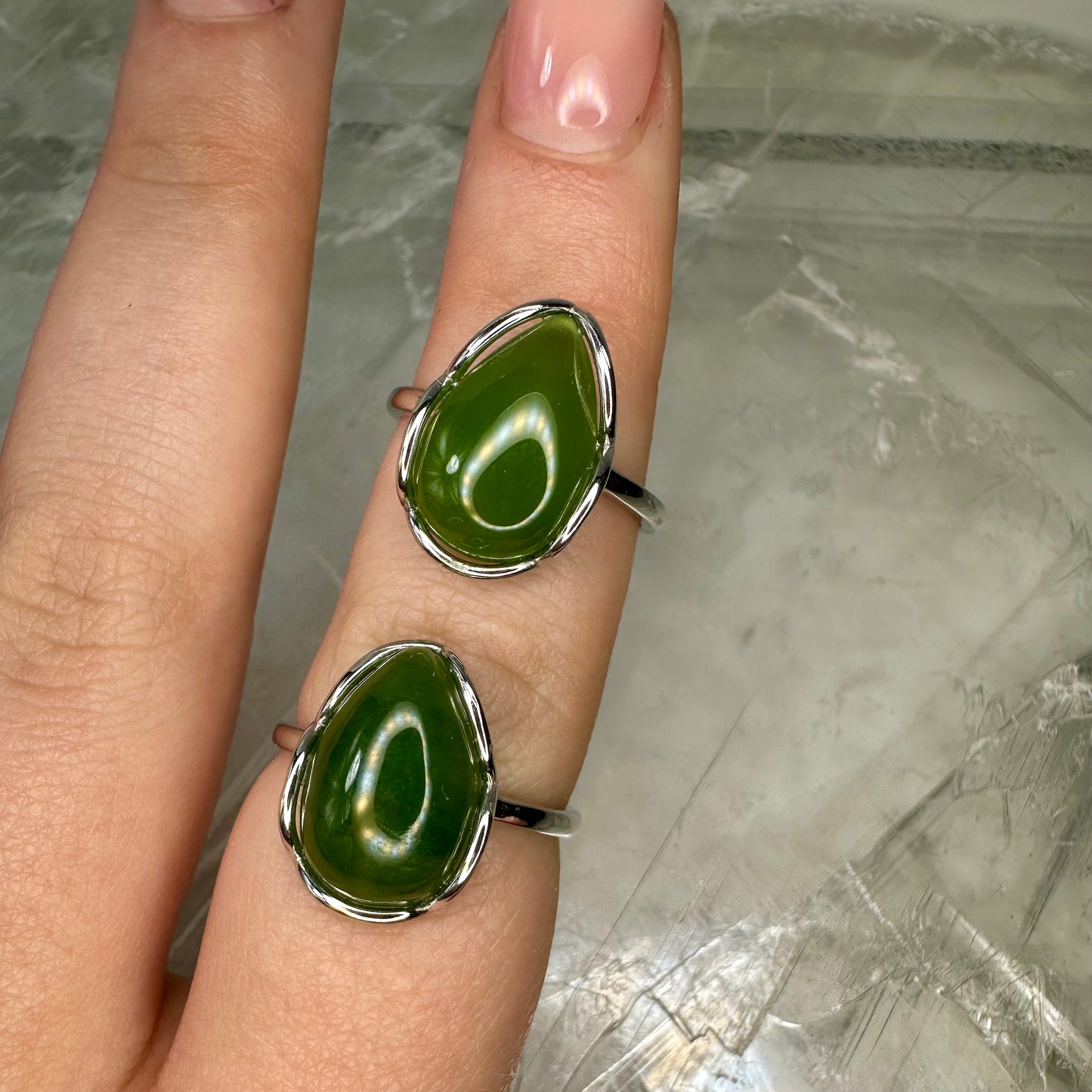 Green Jade Adjustable Rings