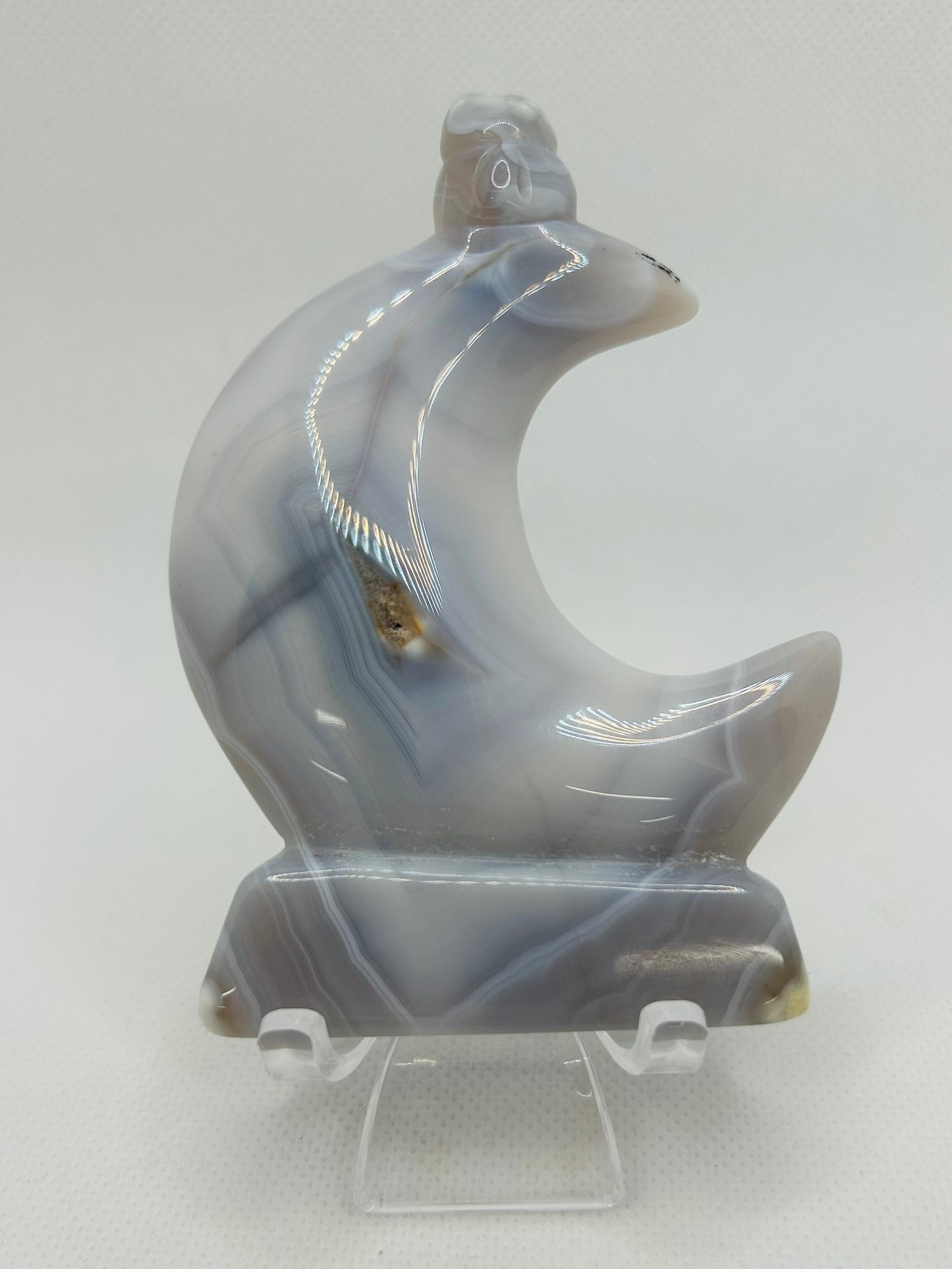 Agate Cat On The Moon Carving