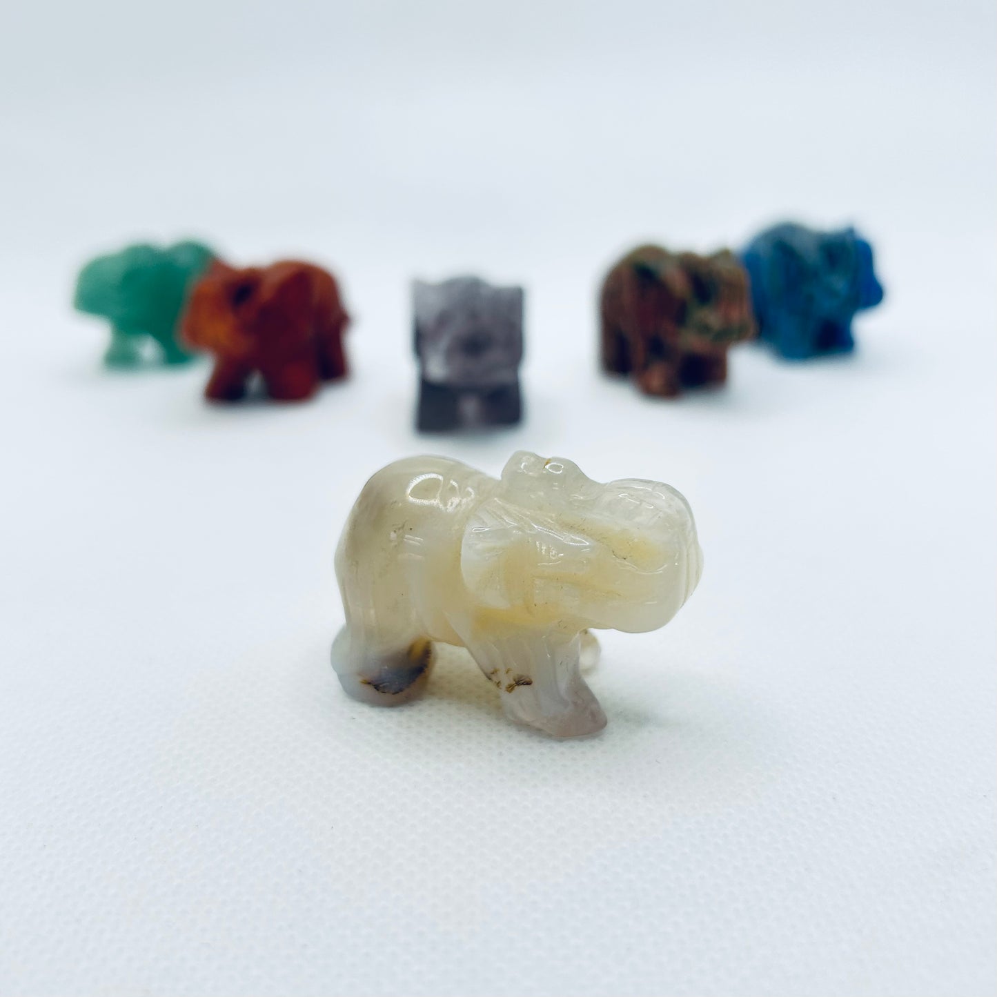 Small Crystal Elephants Carvings