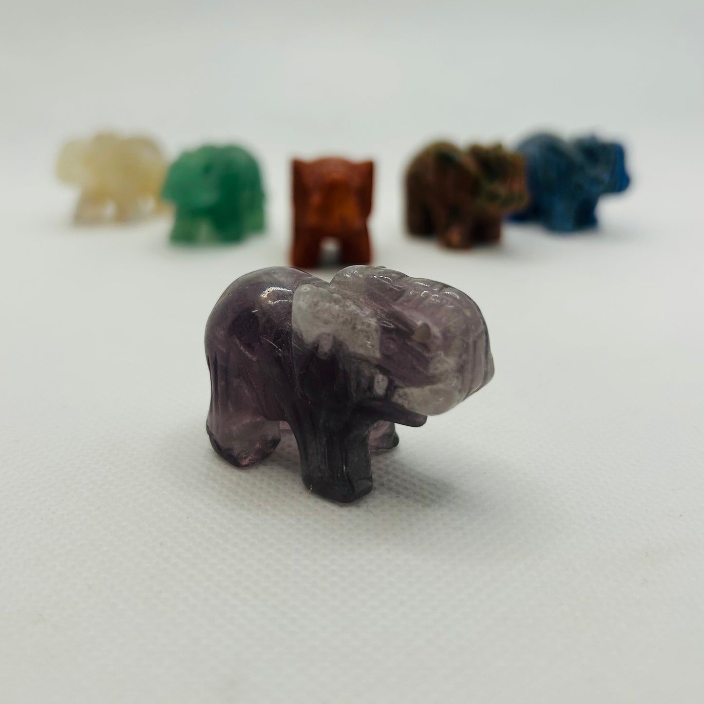 Small Crystal Elephants Carvings