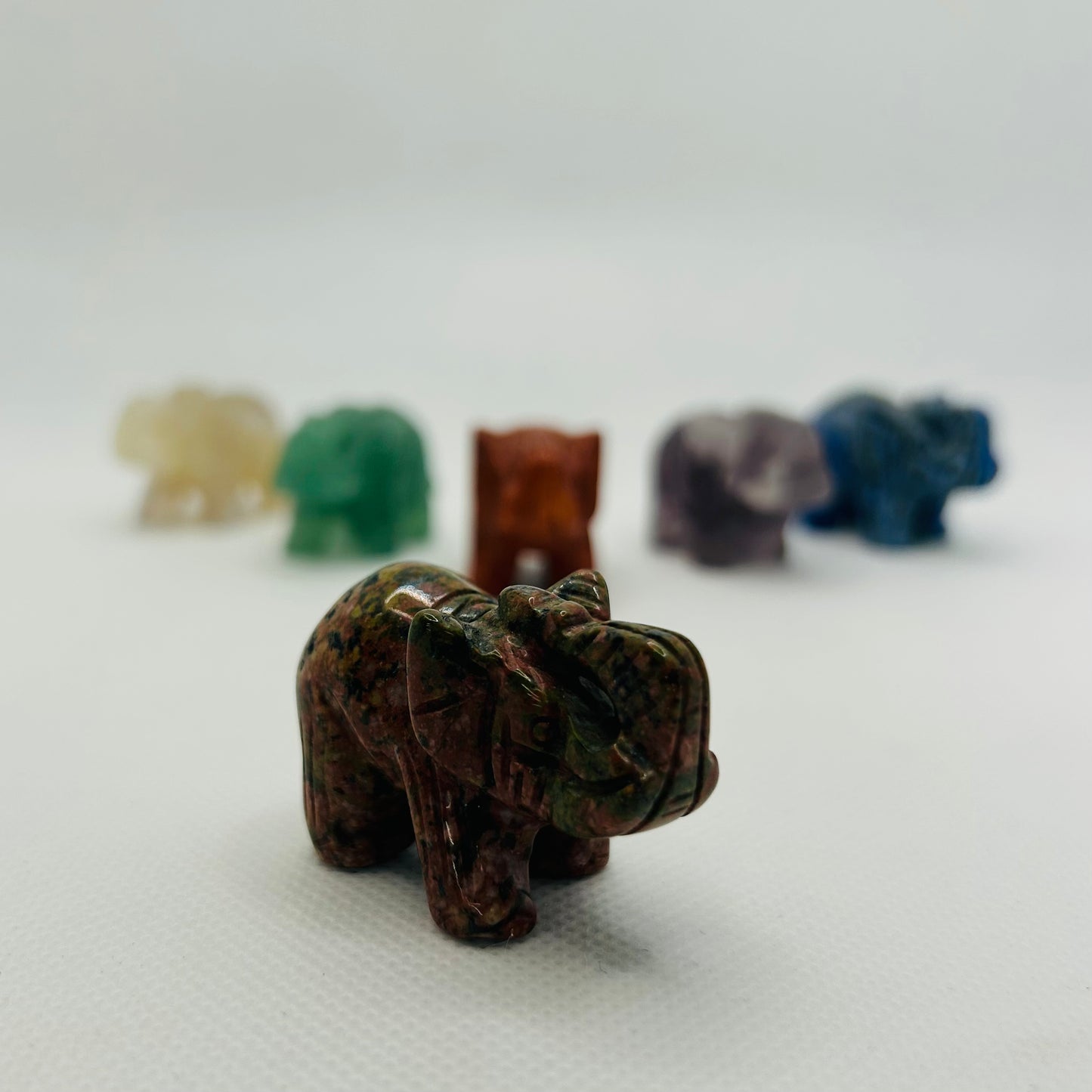 Small Crystal Elephants Carvings