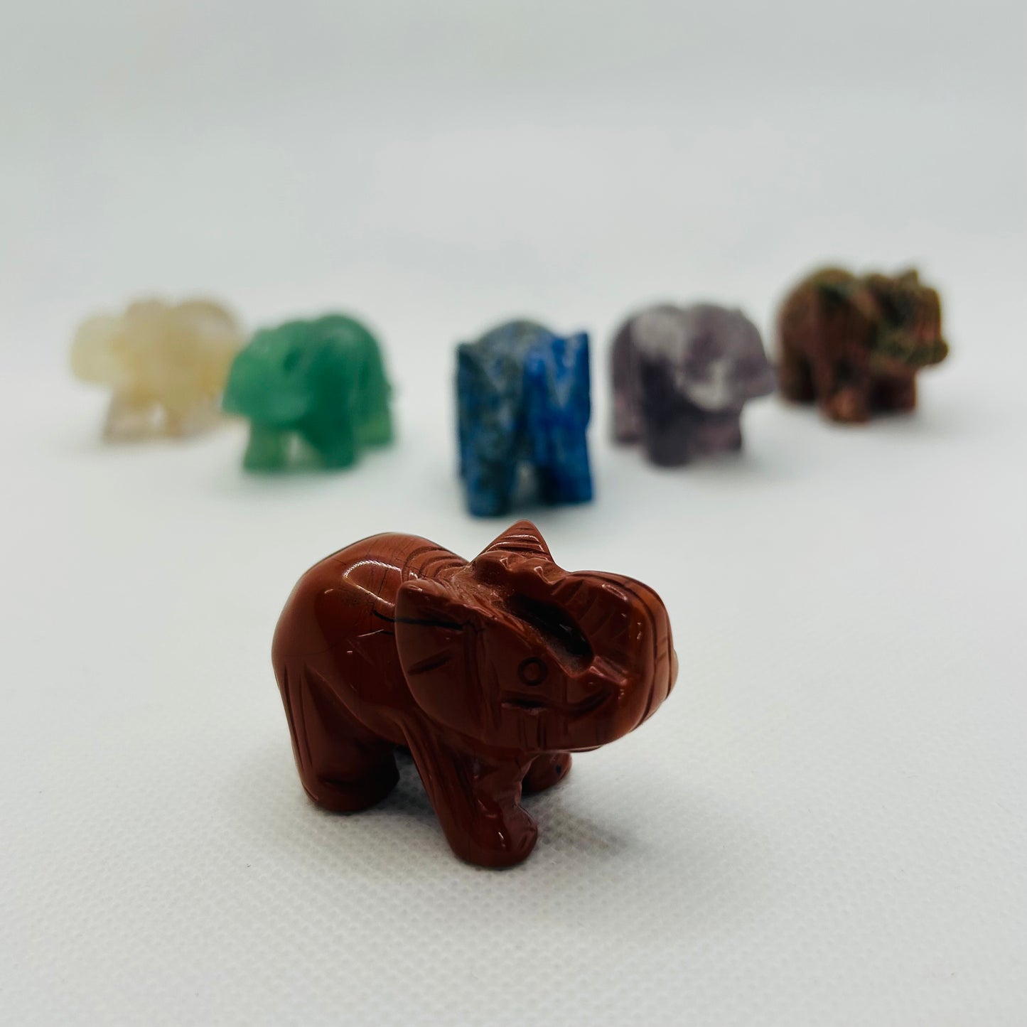 Small Crystal Elephants Carvings