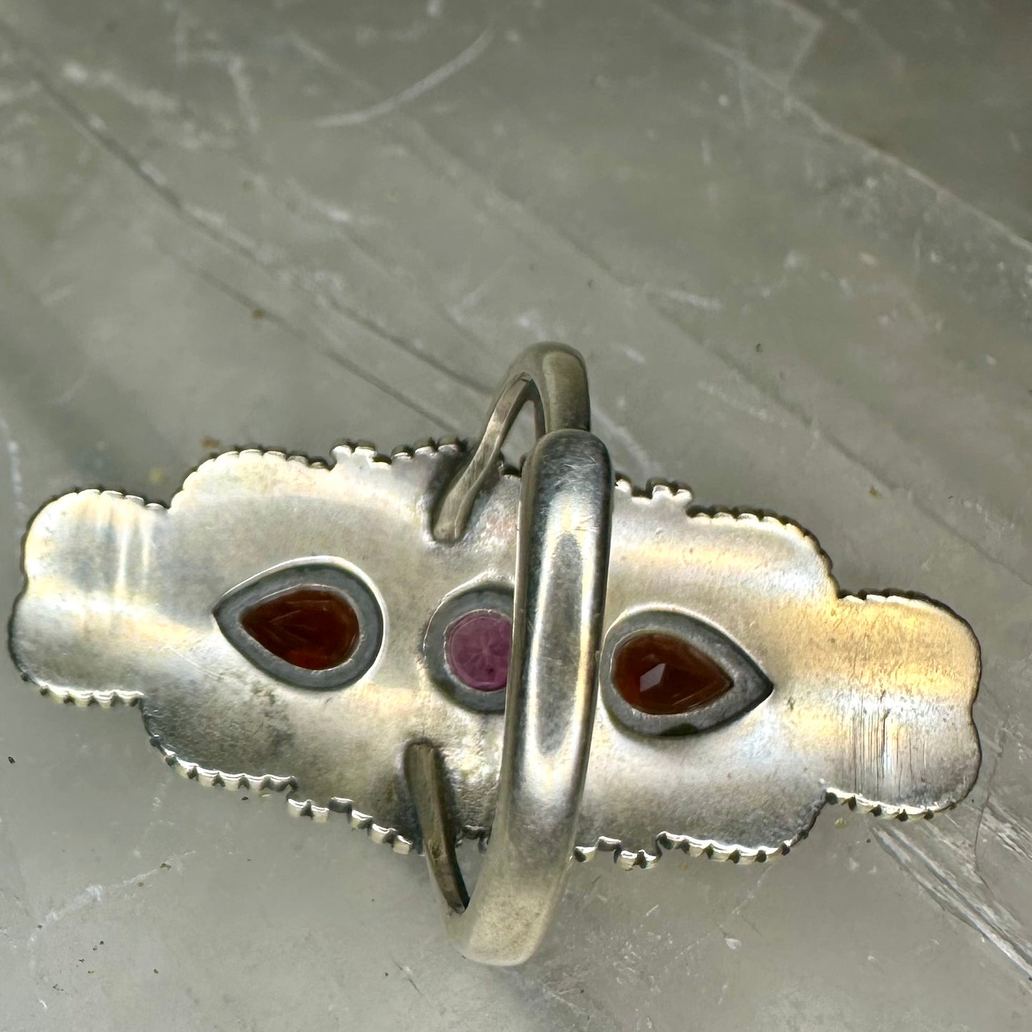 Garnet & Pink Topaz Adjustable Ring