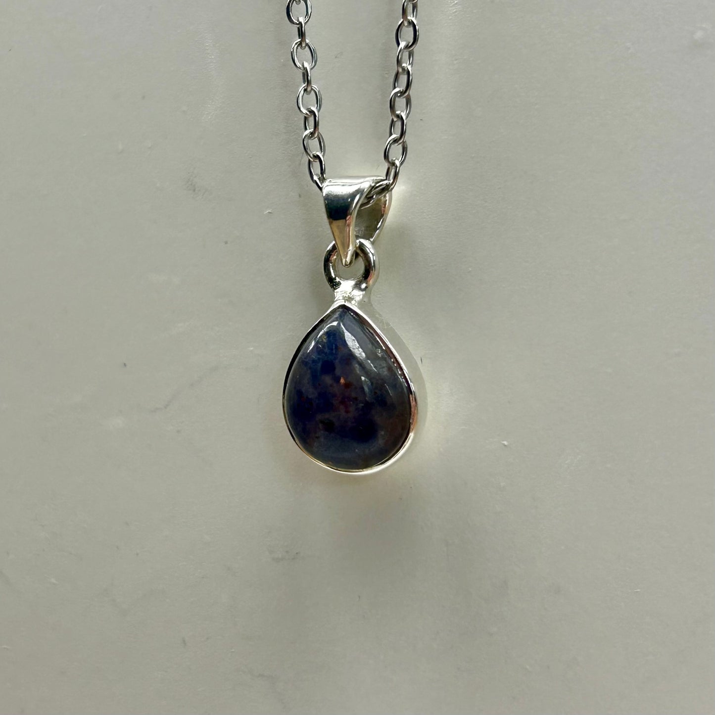 Iolite + Sunstone Tear Drop Pendant