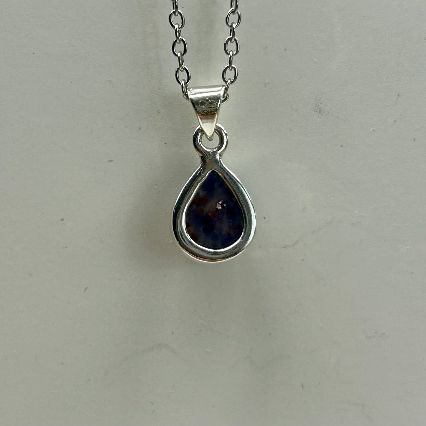 Iolite + Sunstone Tear Drop Pendant
