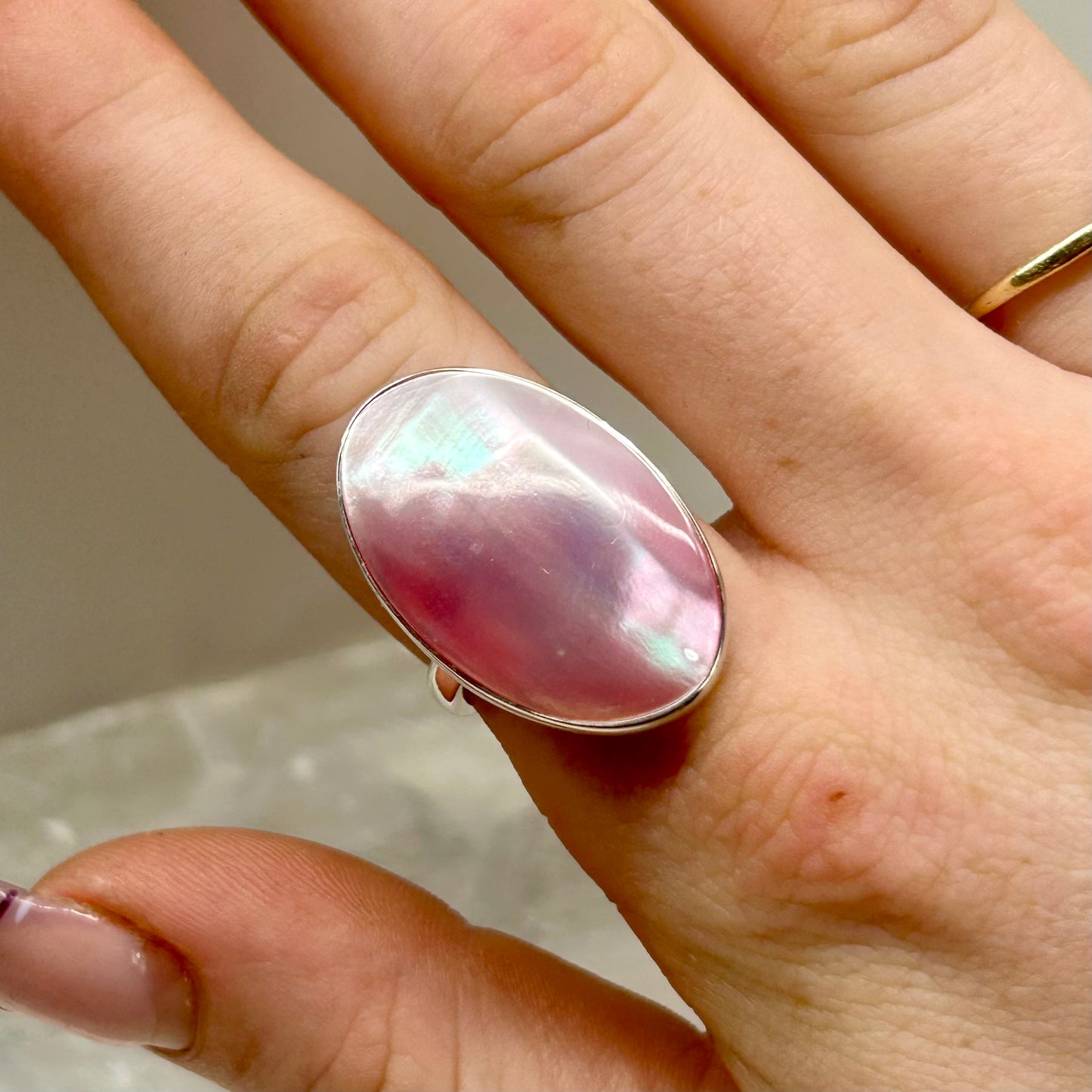 Pink Shell (Size P) Ring