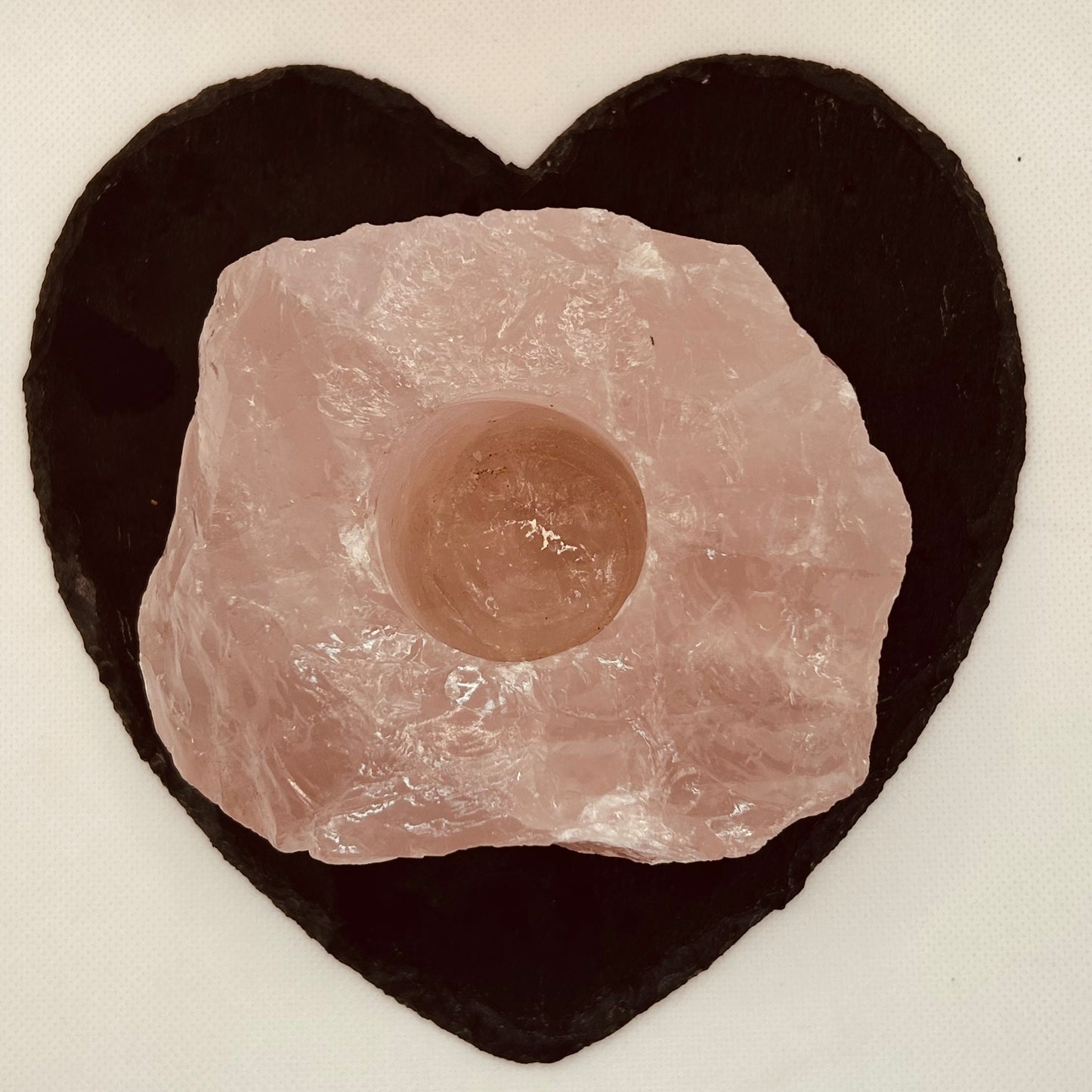 Raw Rose Quartz Tea Light Holder