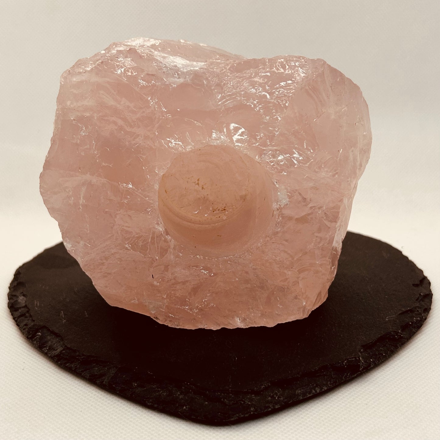 Raw Rose Quartz Tea Light Holder