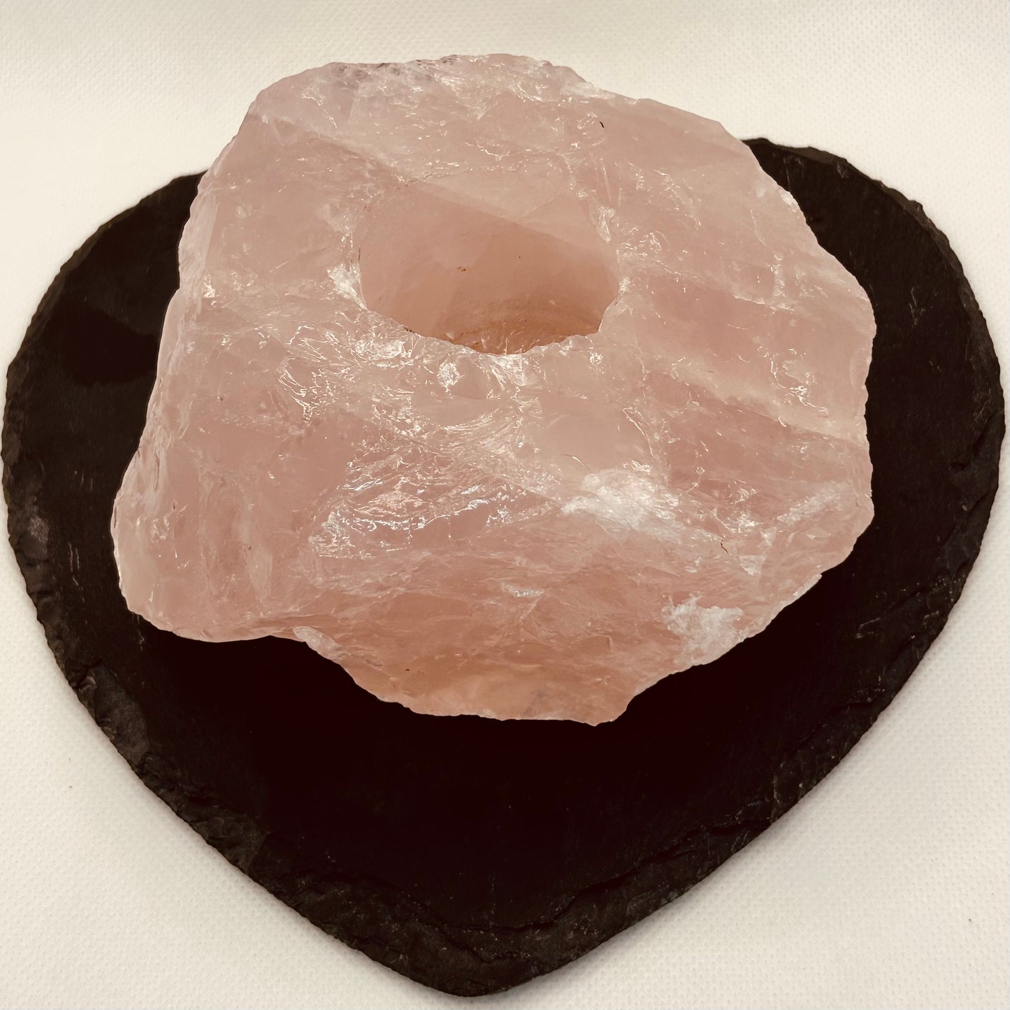 Raw Rose Quartz Tea Light Holder