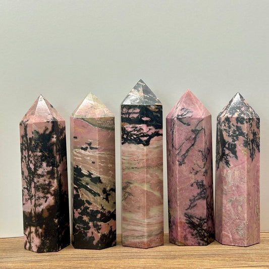 Rhodonite Towers (9.5-8.8cm Tall)