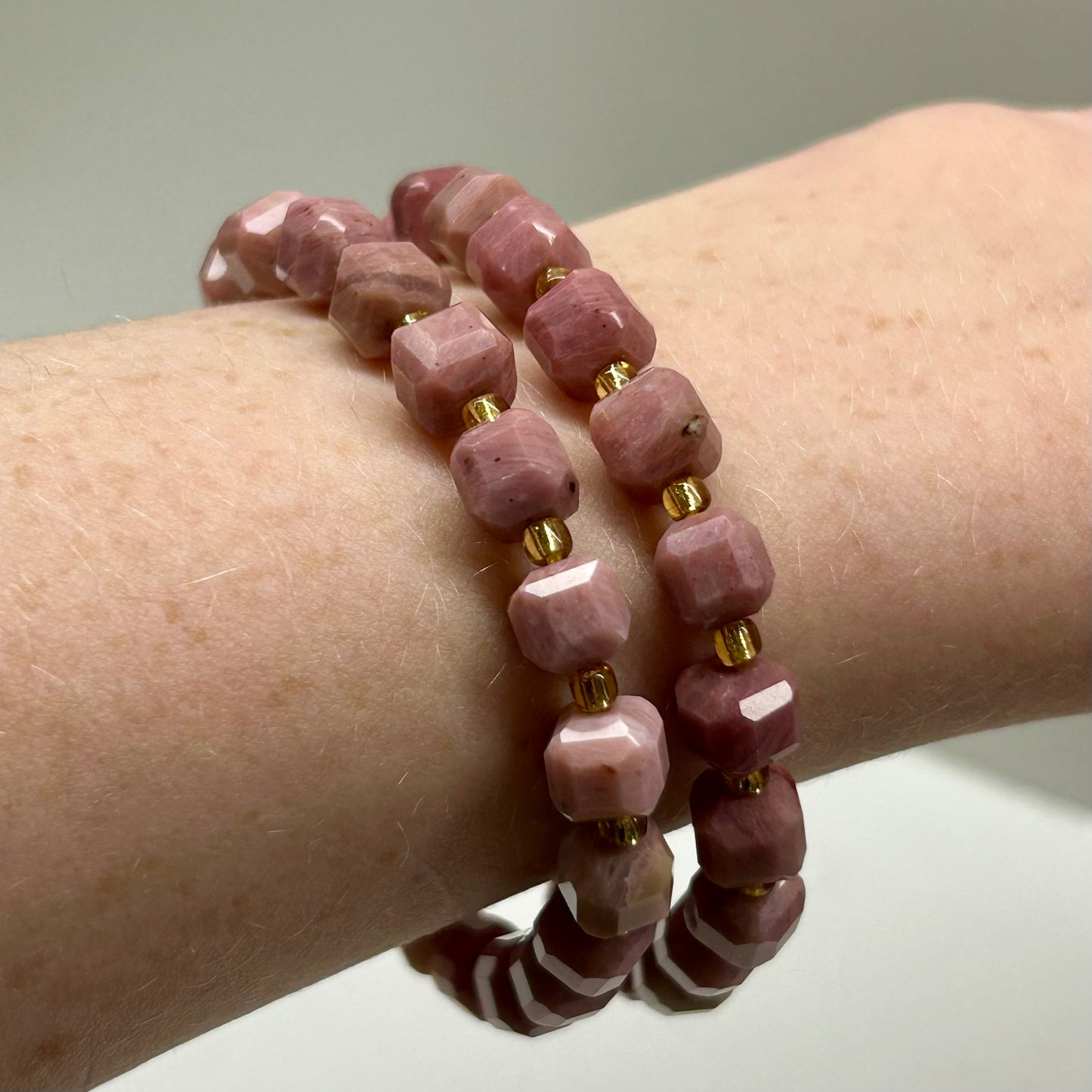 Rhodonite Cubed Bracelets