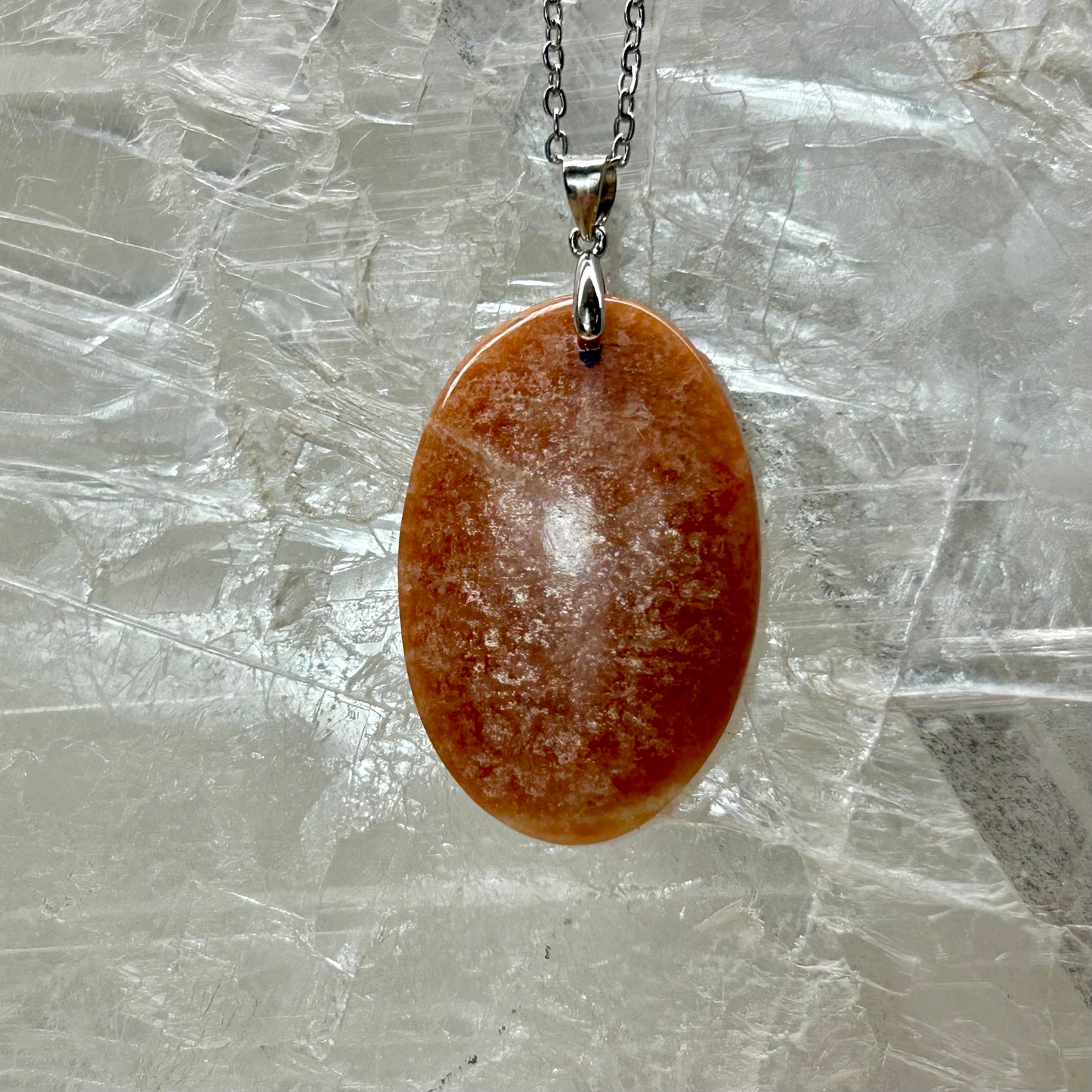 Peach MoonStone 925 Oval Pendant