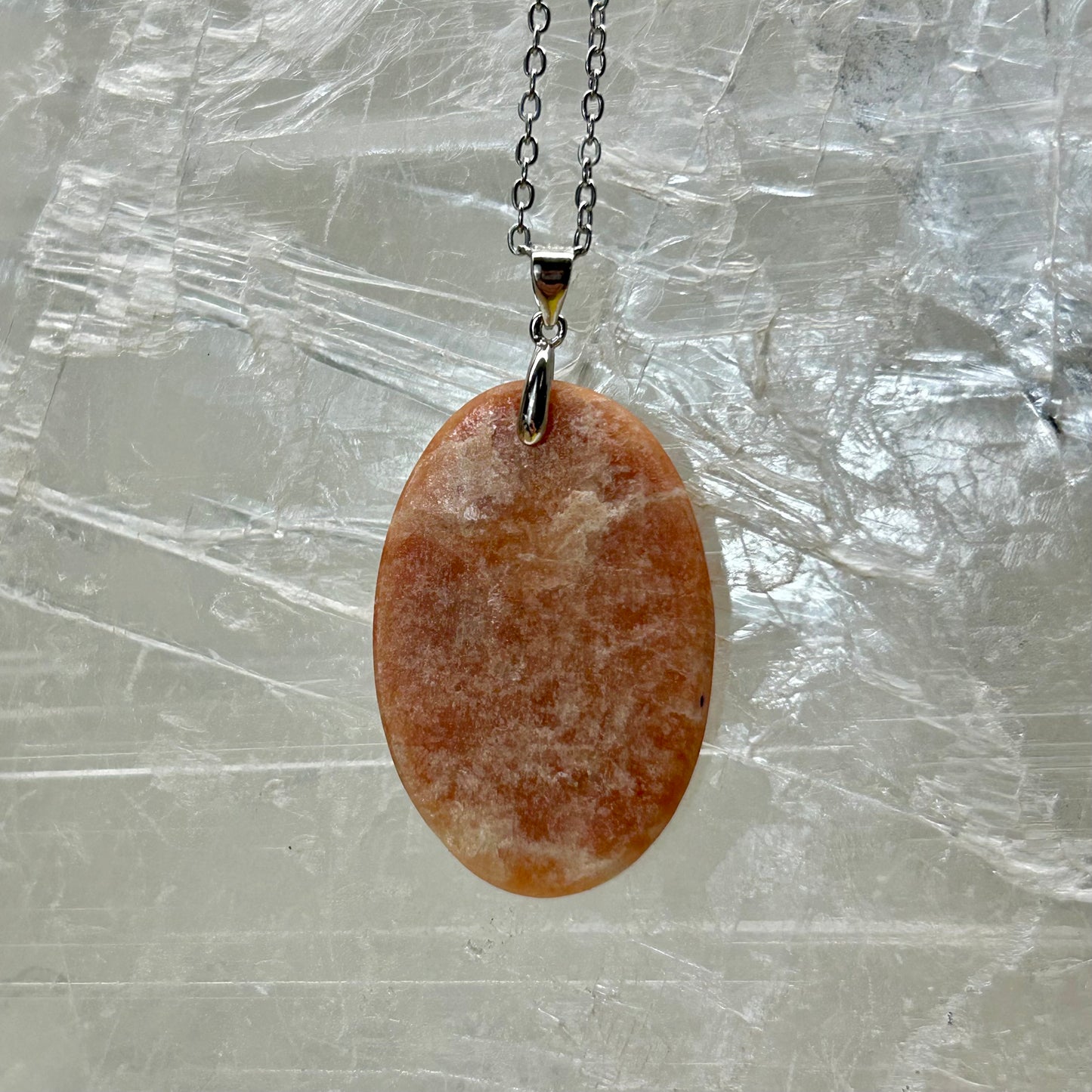 Peach MoonStone 925 Oval Pendant