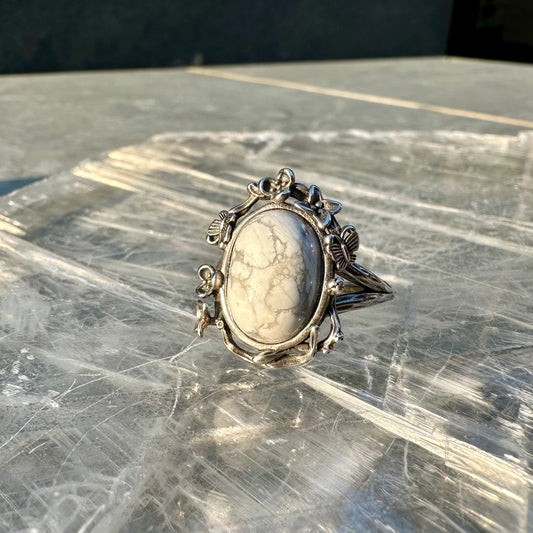 Adjustable Howlite 925 Ring